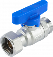 Кран шаровой FAR 3/4", НР-накидная гайка EPDM, син. бабочка, хром